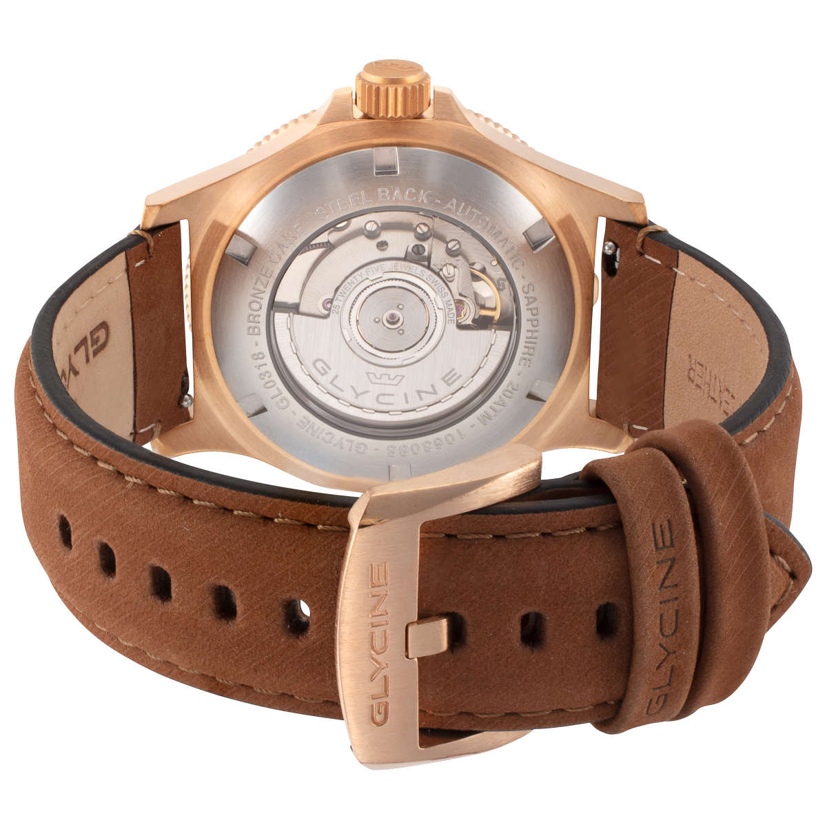 Glycine Combat Sub Sport 42 Bronze GL0318 3 Mặt sau đồng hồ Glycine Combat Sub Sport 42 Bronze GL0318 chính hãng
