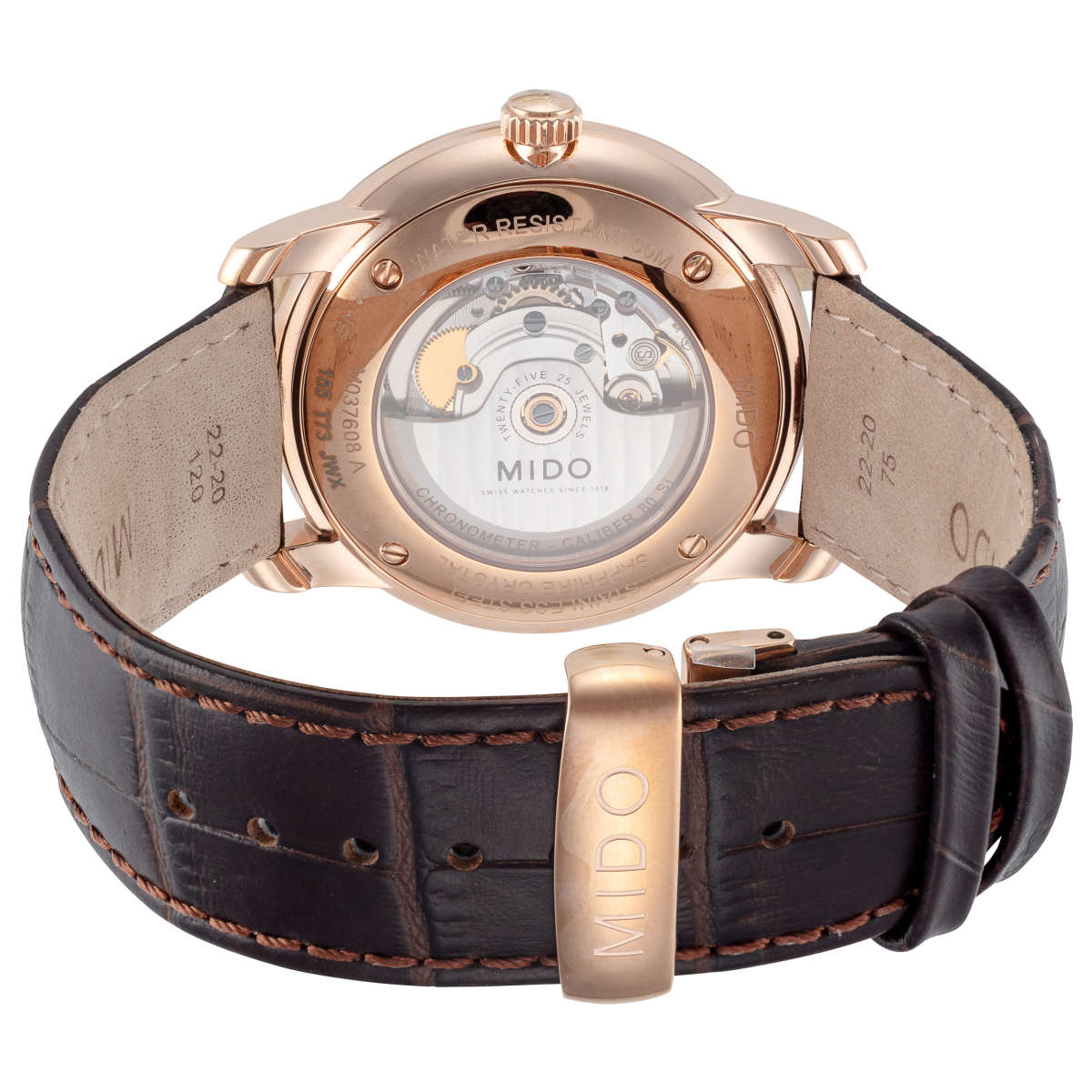 Mido Baroncelli Jubilee M0376083606200 3 Mặt sau đồng hồ Mido Baroncelli Jubilee M0376083606200 chính hãng
