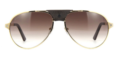 Kính mát (kính râm) Cartier CT0034S 012 Gold Dark Brown Calfskin Leather chính hãng