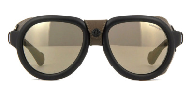 Kính mát (kính râm) Moncler ML0090 02L Matte Black Brown Leather chính hãng