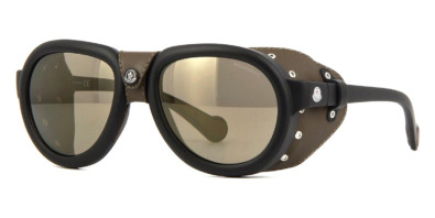 Kính râm Moncler ML0090 02L Matte Black Brown Leather chính hãng